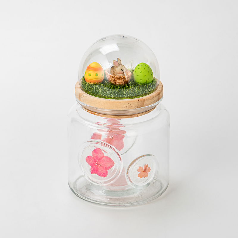 وعاء زجاجي لديكور المنزل بسعة 15 أونصة، وعاء شموع فارغ مع غطاء إبداعي