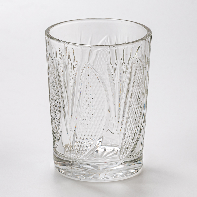 Hurtownia tłoczonych szklanych kubków Dostosuj kolor szkła do świec