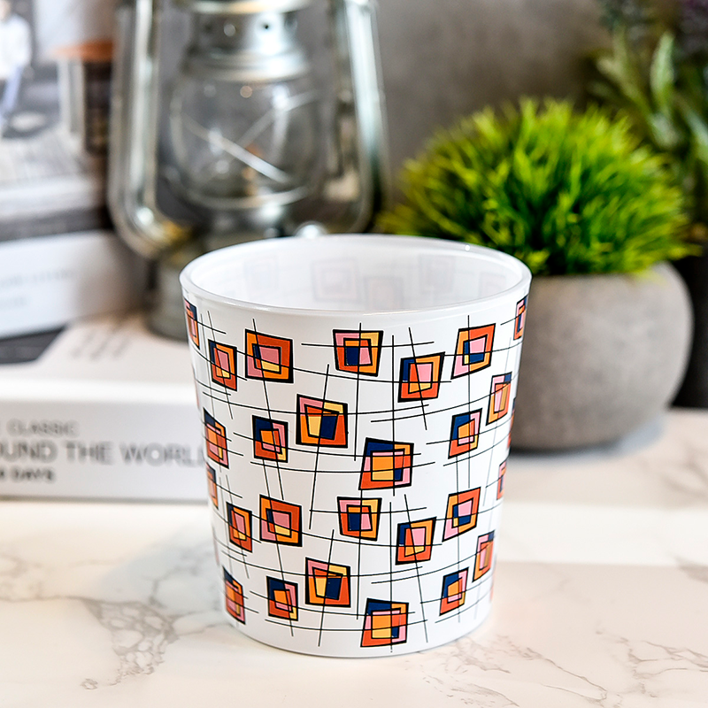 豪华定制撞色方块纹路玻璃烛台