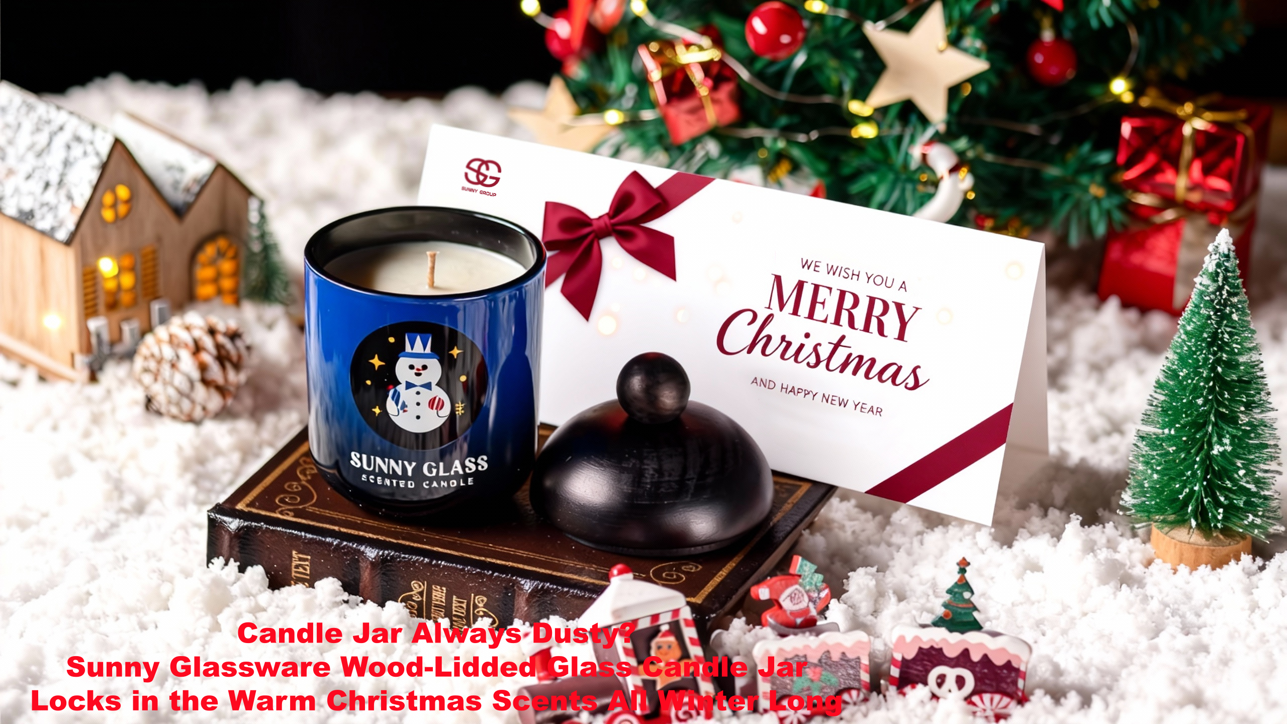 Candle Jar Always Dusty?  Sunny Glassware Wood-Lidded Glass Candle Jar Locks in the Warm Christmas Scents All Winter Long