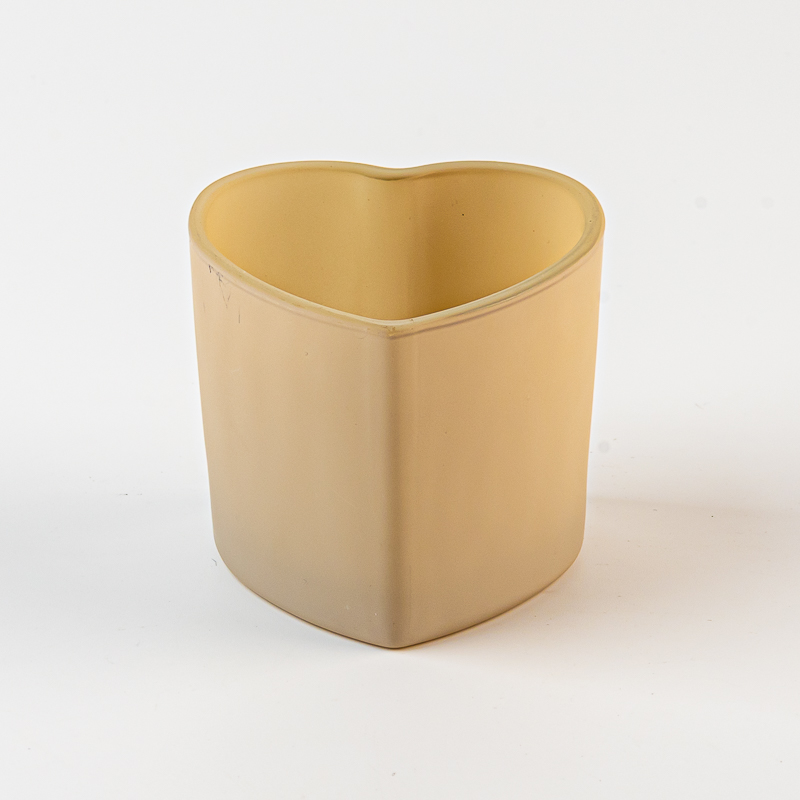 卸売ハート形ガラスマットカラーキャンドル容器ガラスキャンドルジャー