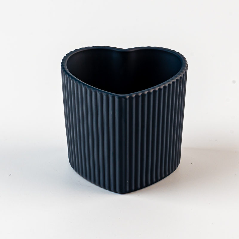 家の装飾のハート形のストライプデザインのキャンドル作り用ガラスキャンドルジャー