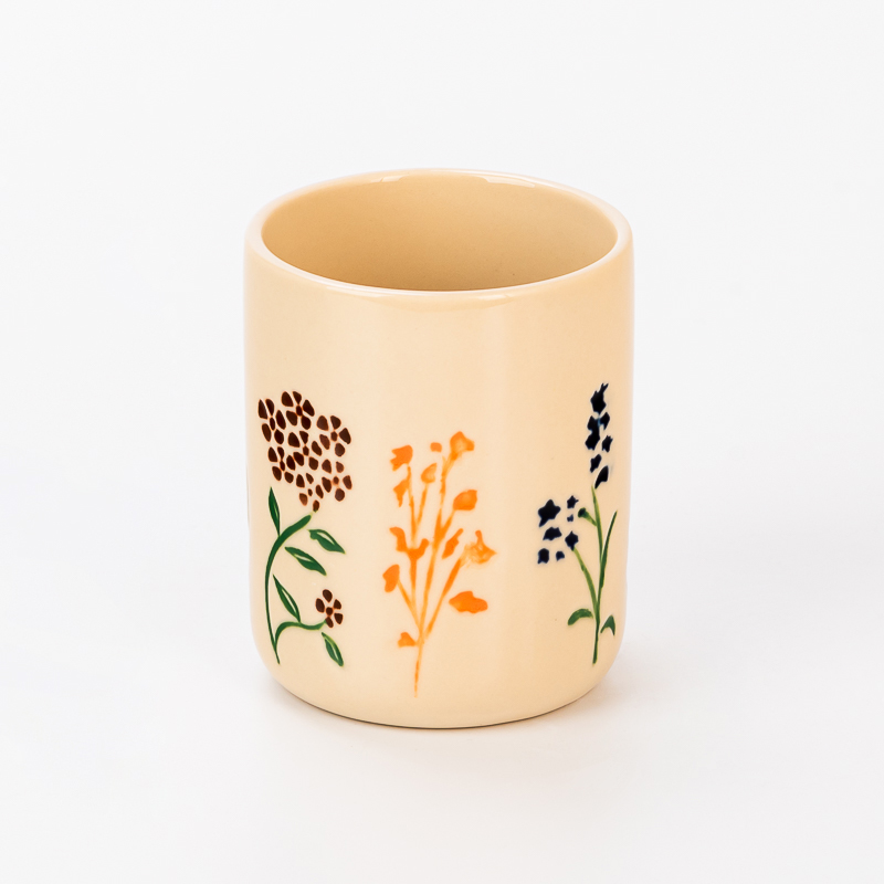 Wholesale 480ml New Design Flower Pattern Ceramic Empty Candle Jar for Home Decor