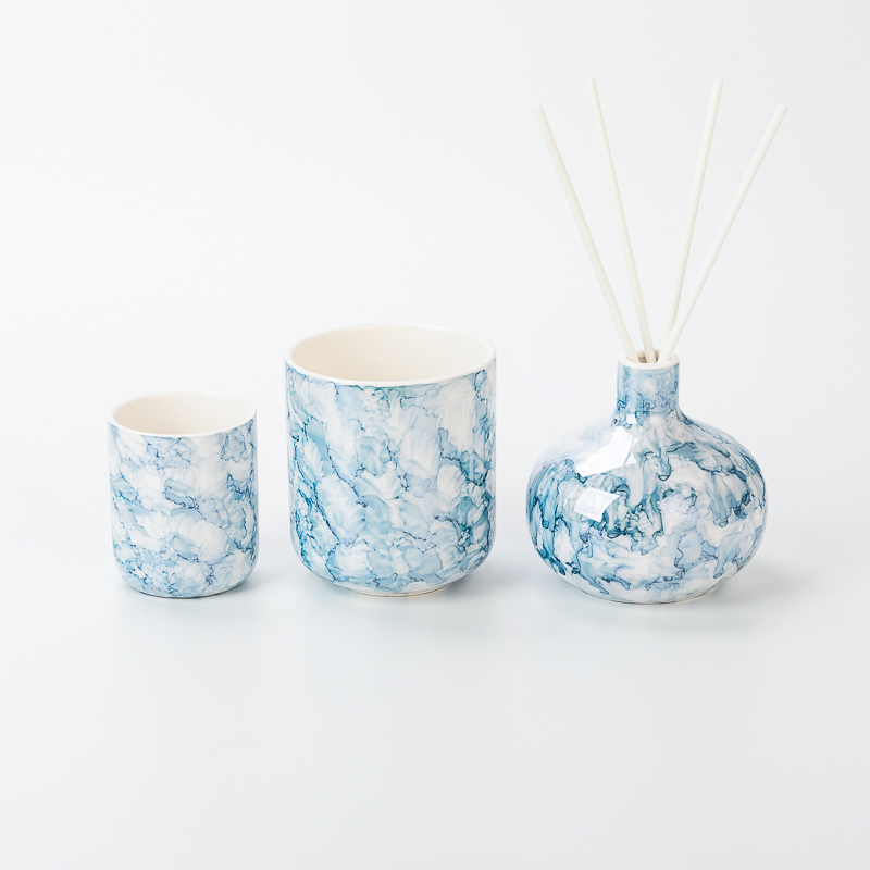Supplier 477ml New arrived blue decor ceramic candle holder