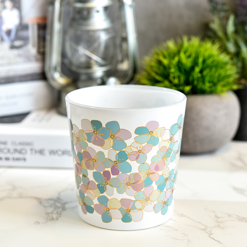 批发春日繁花大 V 形玻璃烛罐