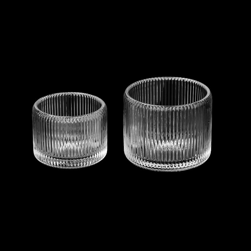条纹图案玻璃烛台蜡烛容器