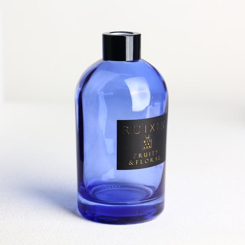[202311]Botellas Difusoras Redondas Azul Cobalto con Etiquetas, Tapas y Cuello de Rosca