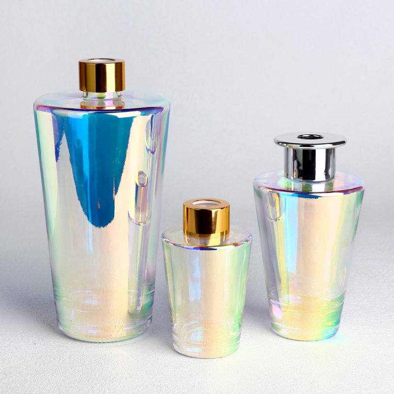 Electroplated Round Glass Diffuser Bottles with Caps