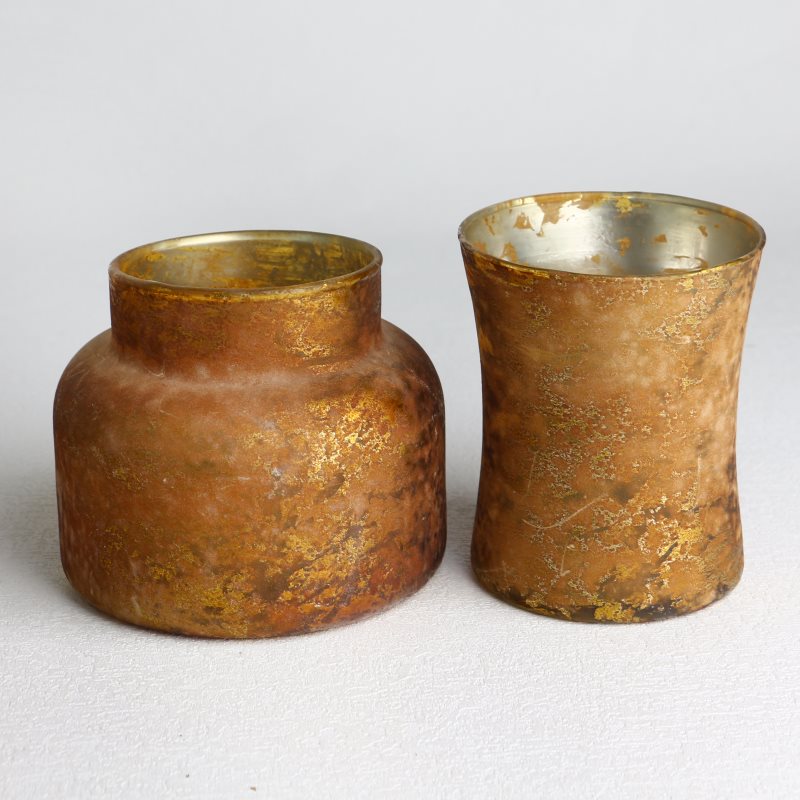 Distressed Retro Ginger Yellow Ink Bottle Shaped Empty Large-sized Candle Jars