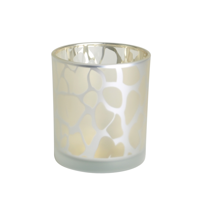 гальванический лазерный полый узор, серебряная стеклянная банка для свечей, ароматические свечи с золотой крышкой