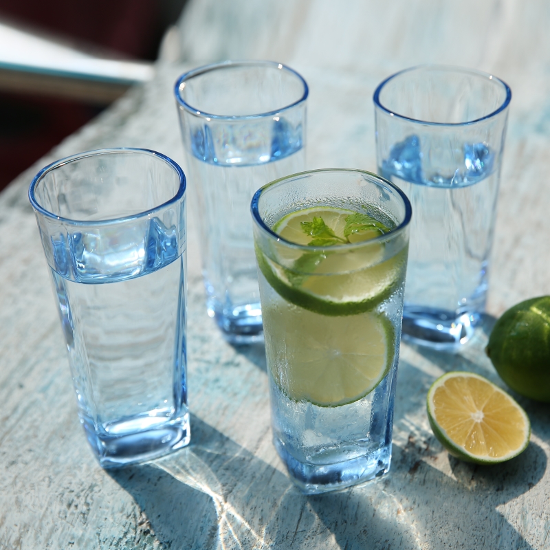 Light blue clear water highball glass cup cocktail glass