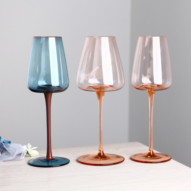 Colored blue and pink red wine glass 2 sizes