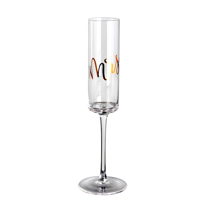 Custom Gold Decal Logo Cylinder Toasting Champagne Flutes