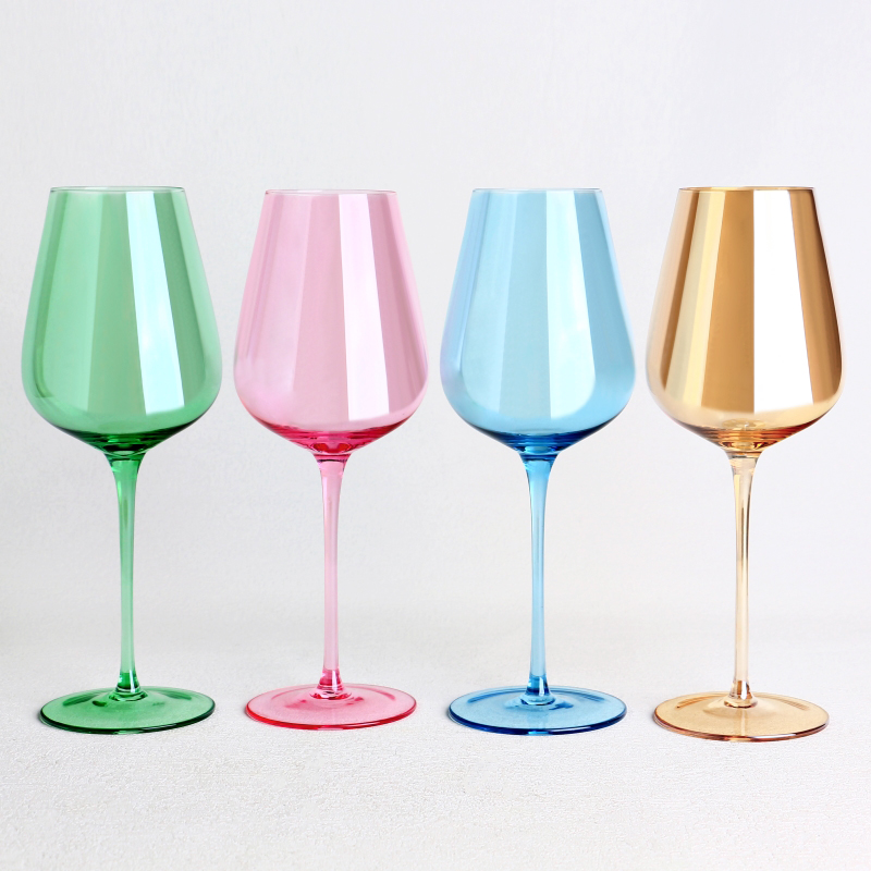 4-color lead free crystal wine glasses set for bordeaux red wine with gift box package