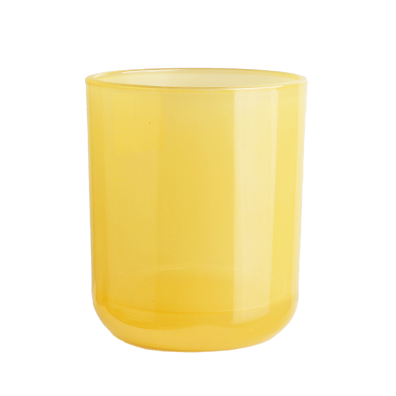8oz 315ml rounded bottom translucent yellow glass candle holder