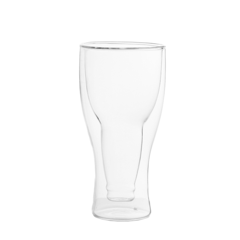 12 oz upside down beer bottle shape insulated double wall pint glass tumbler for beer sparkling water