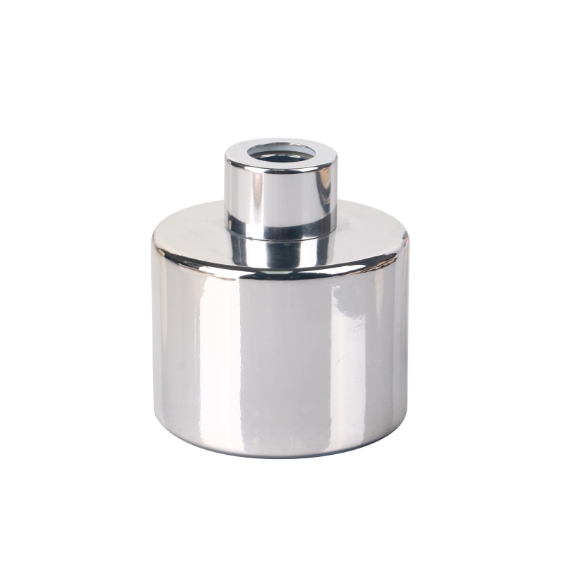 100ml 3.5oz cylindrical electroplated silver glass diffuser bottle with silver screw cap