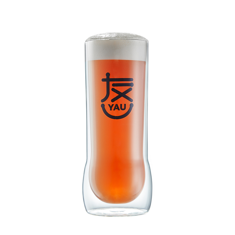 580ml 20oz big size Insulated glass double wall beer glass tumbler with logo decal printed