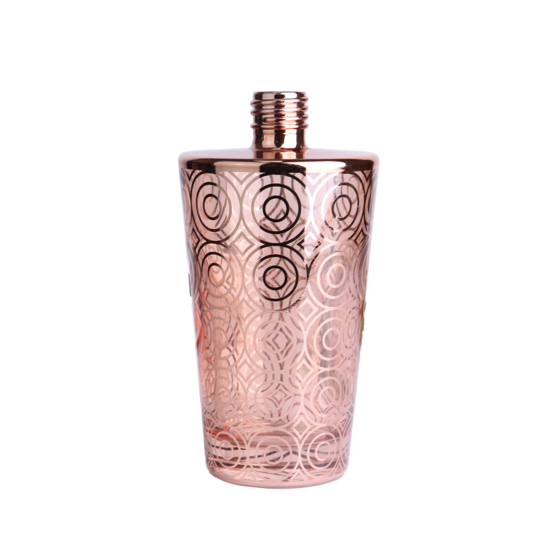 500ml 16oz electroplated laser pink glass diffuser bottle with screw cap