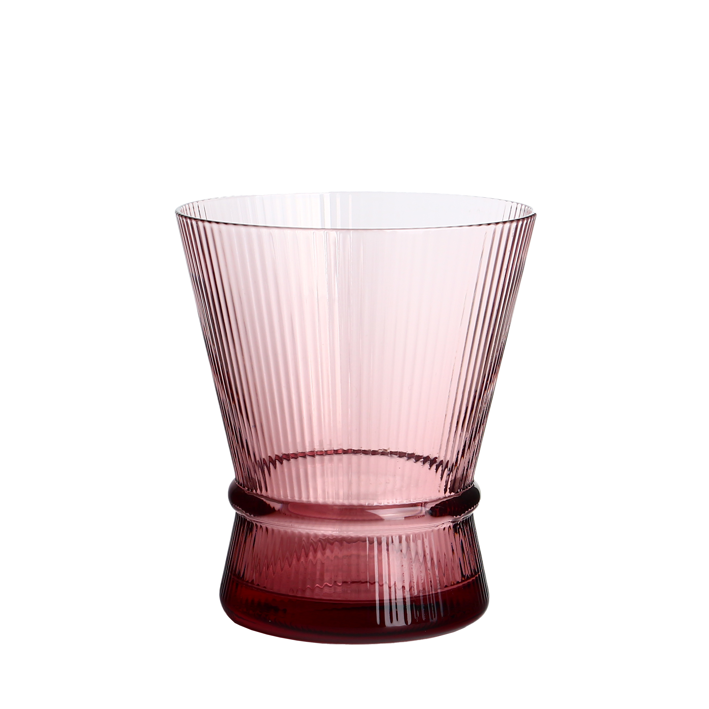 Lead free crystal 250ml 9oz ribbed colored pink vintage lowball drinkware tumbler