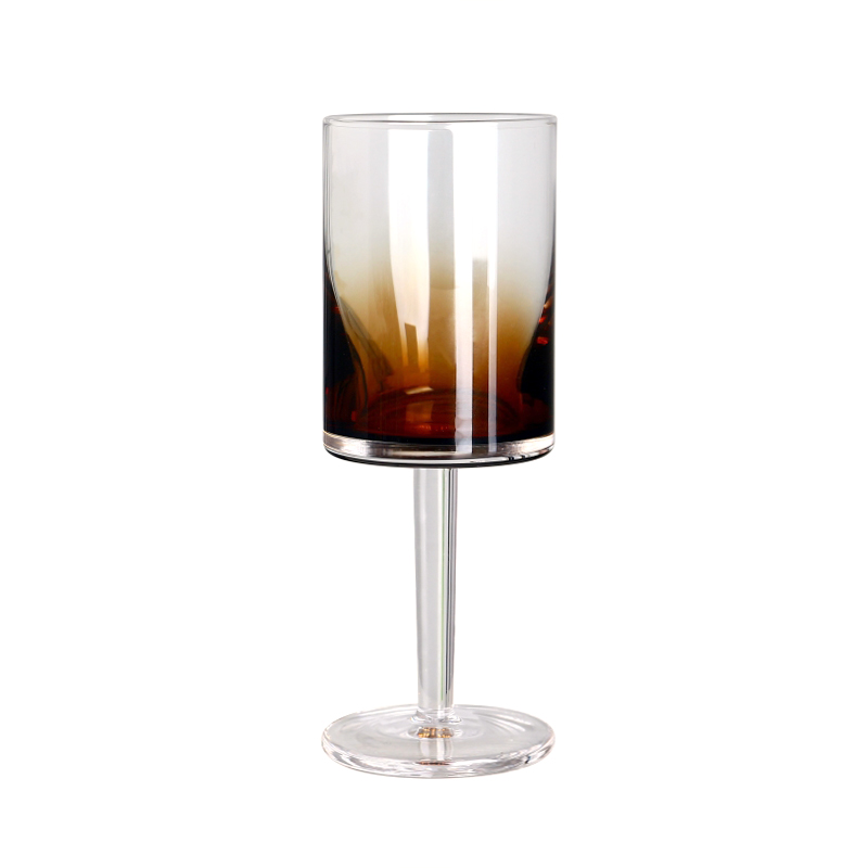 Lead free crystal cylindrical 250ml 8.5oz tinted gradient brown goblets white wine glass