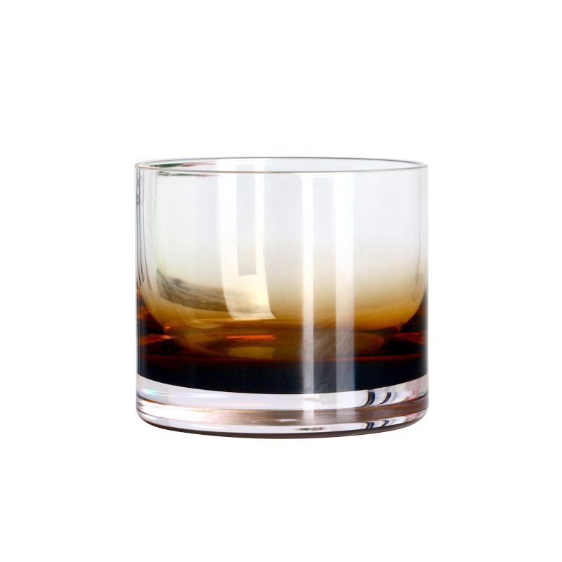 Lead free crystal cylindrical 200ml 7.5oz colored gradient brown tumbler whisky glass cup