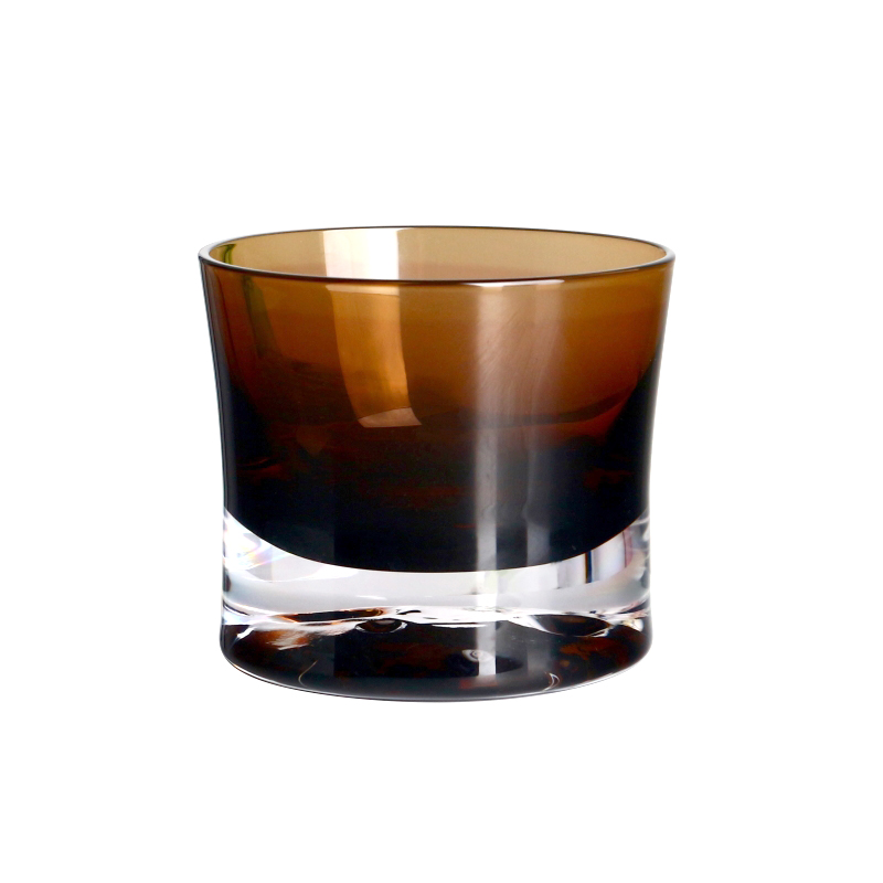 Lead free crystal 150ml 5oz colored brown whisky glass cup heavy bottom