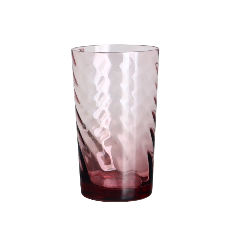 16oz tinted transparent pink wave glass tumbler