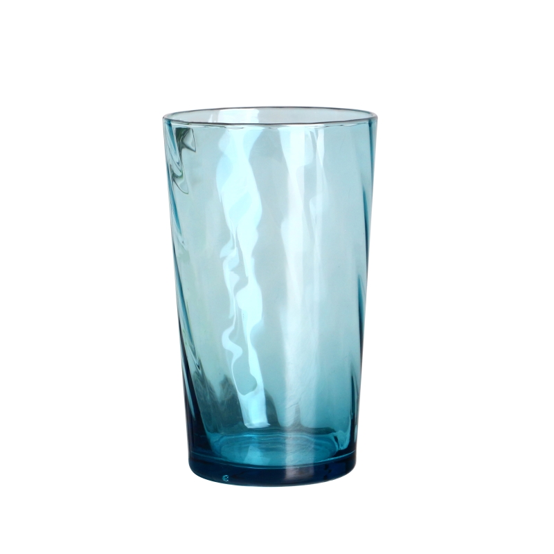 16oz tinted transparent blue wave glass tumbler