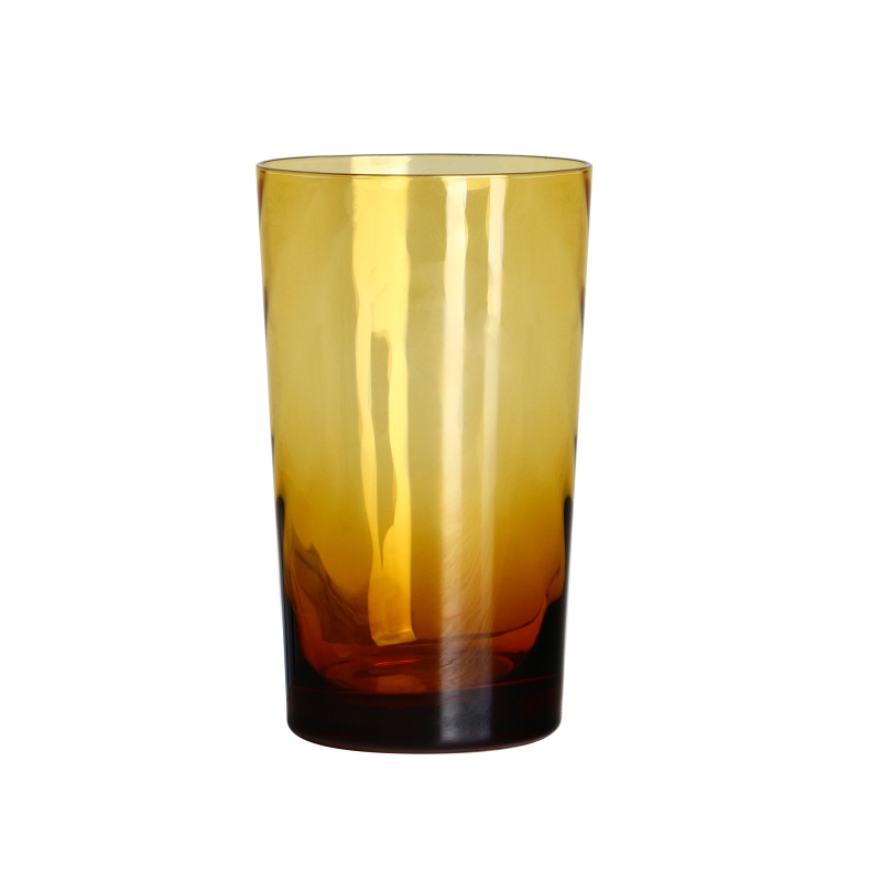 16oz colored transparent amber wave glass tumbler