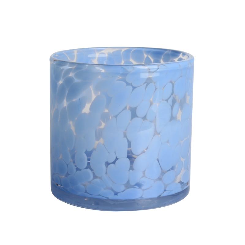 Handcraft 500ml 13oz blue fritted Confetti glass candle jar