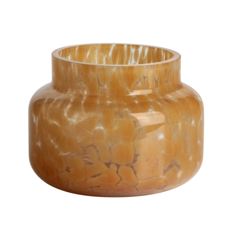 Handmade 450ml 12oz brown Dapple Confetti glass candle jar