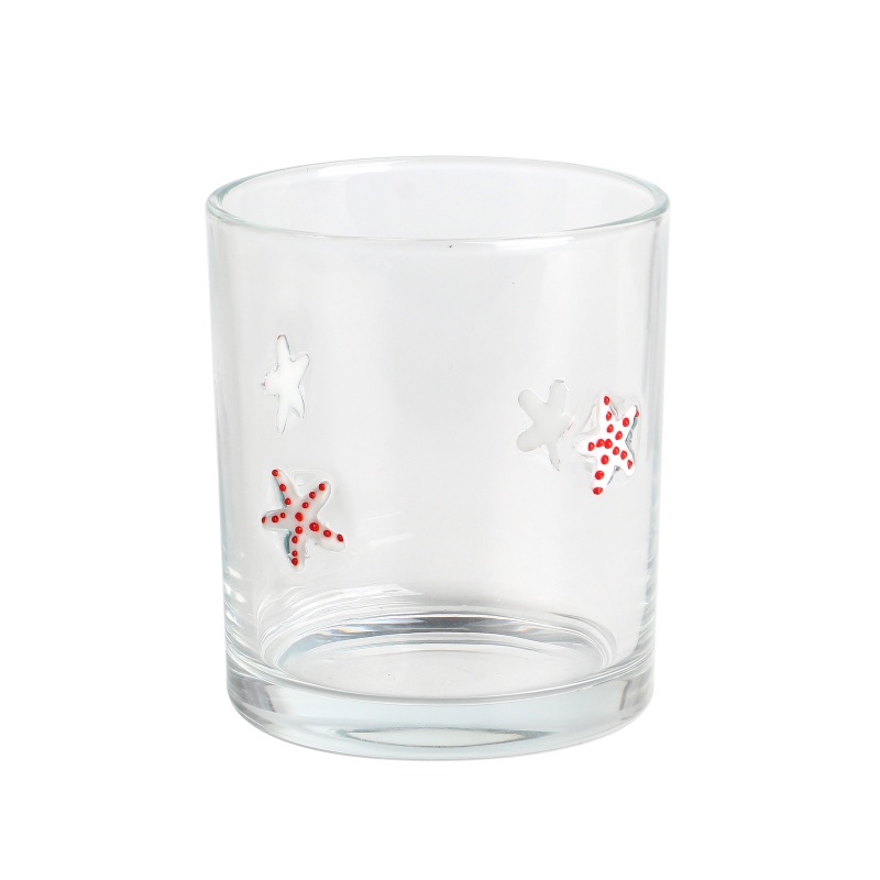 8oz 10oz Inlay Star Decor Candle Jars Wholesale Empty Glass Candle Container with Bamboo Lid for Weddings