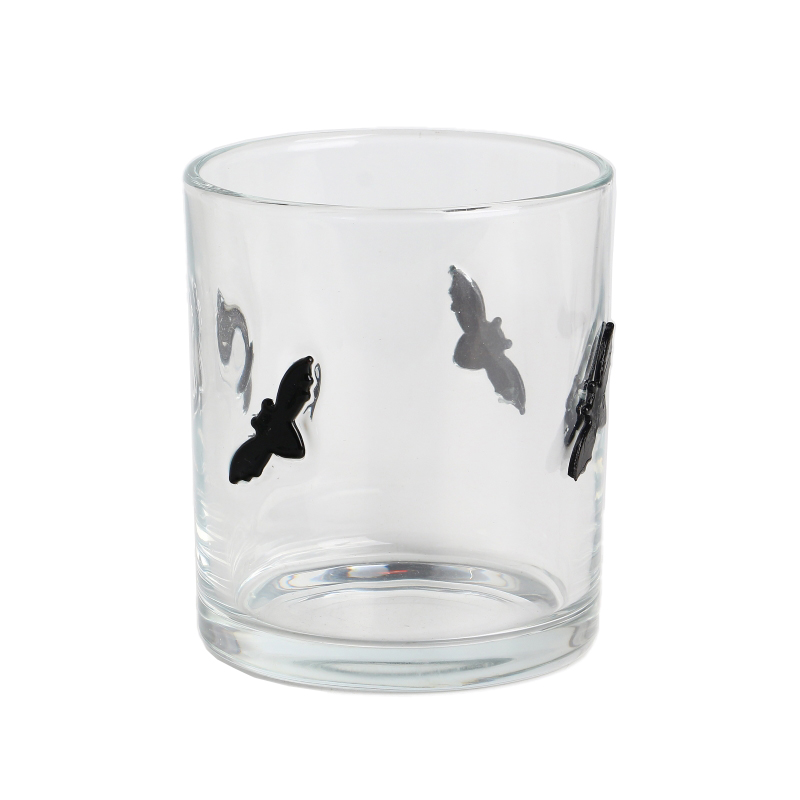 Luxury Clear Inlay Bird Decor Glass Candle Jars 8oz 10oz 14oz with Bamboo Wood Cork Lid