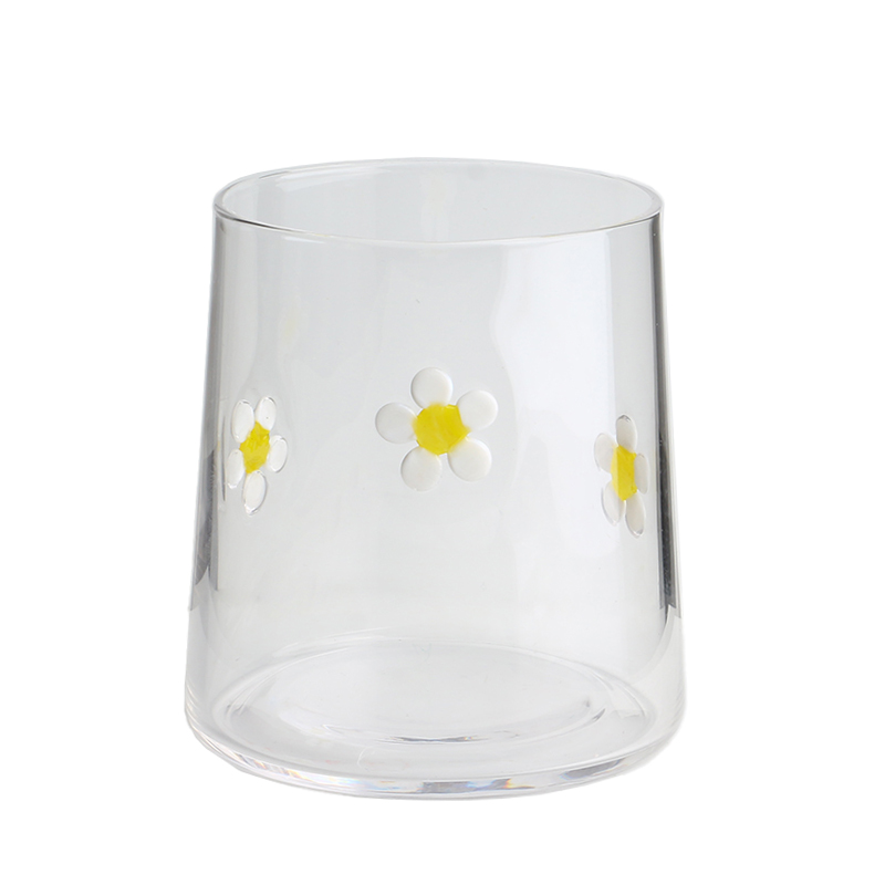 10oz Clear 3D Daisy Inlay Decoration Glass Storage Jar with Airtight Bamboo Lid High Borosilicate Glass for Food Pantry