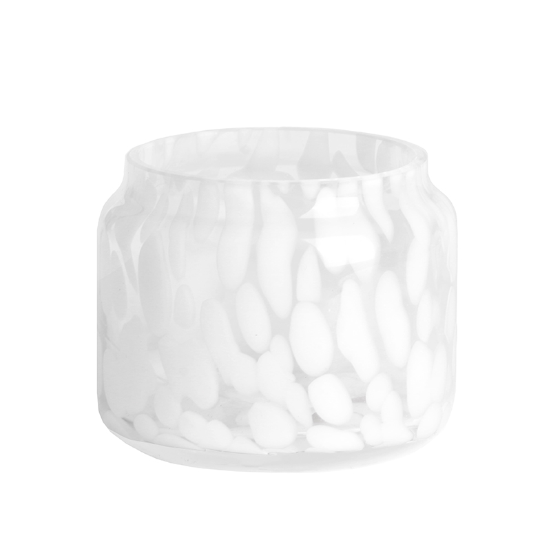 Handcraft 250ml 7oz leopard white spotted Confetti glass candle jar