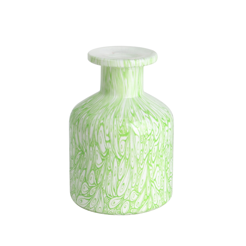 Water transfer finished green diffuser bottle set of 2
