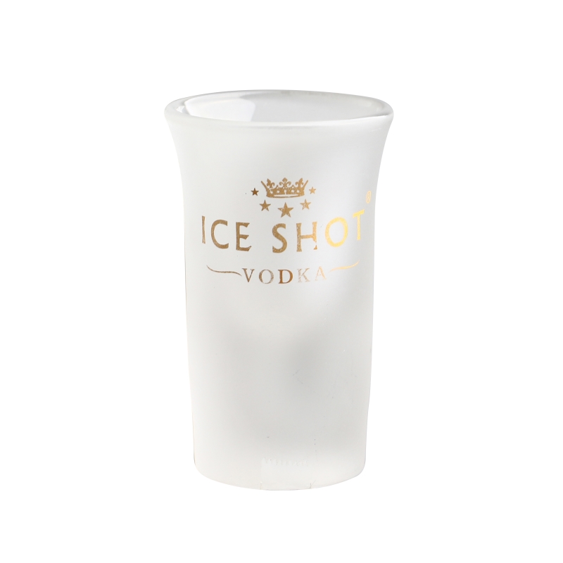 Custom Logo Printed Flared Tinted Frosted Finished Shot Glass with Heavy Bottom