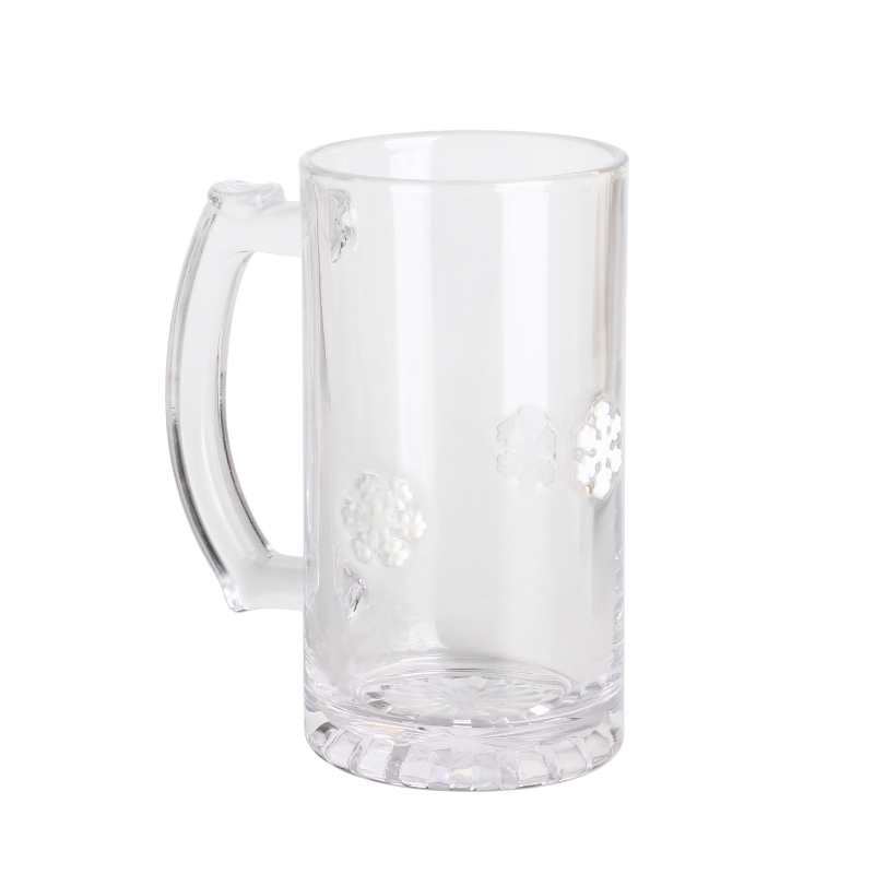 Creative Decorative Giftable 1 Pint Christmas Tree Snowflakes Inclay Glass Beer Cup com logotipo personalizado