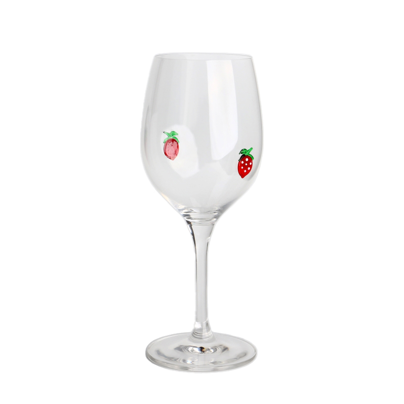 Handcraft Eco-friendly Strawberry Inlay Decoration 475ml 16oz Wine Glasses