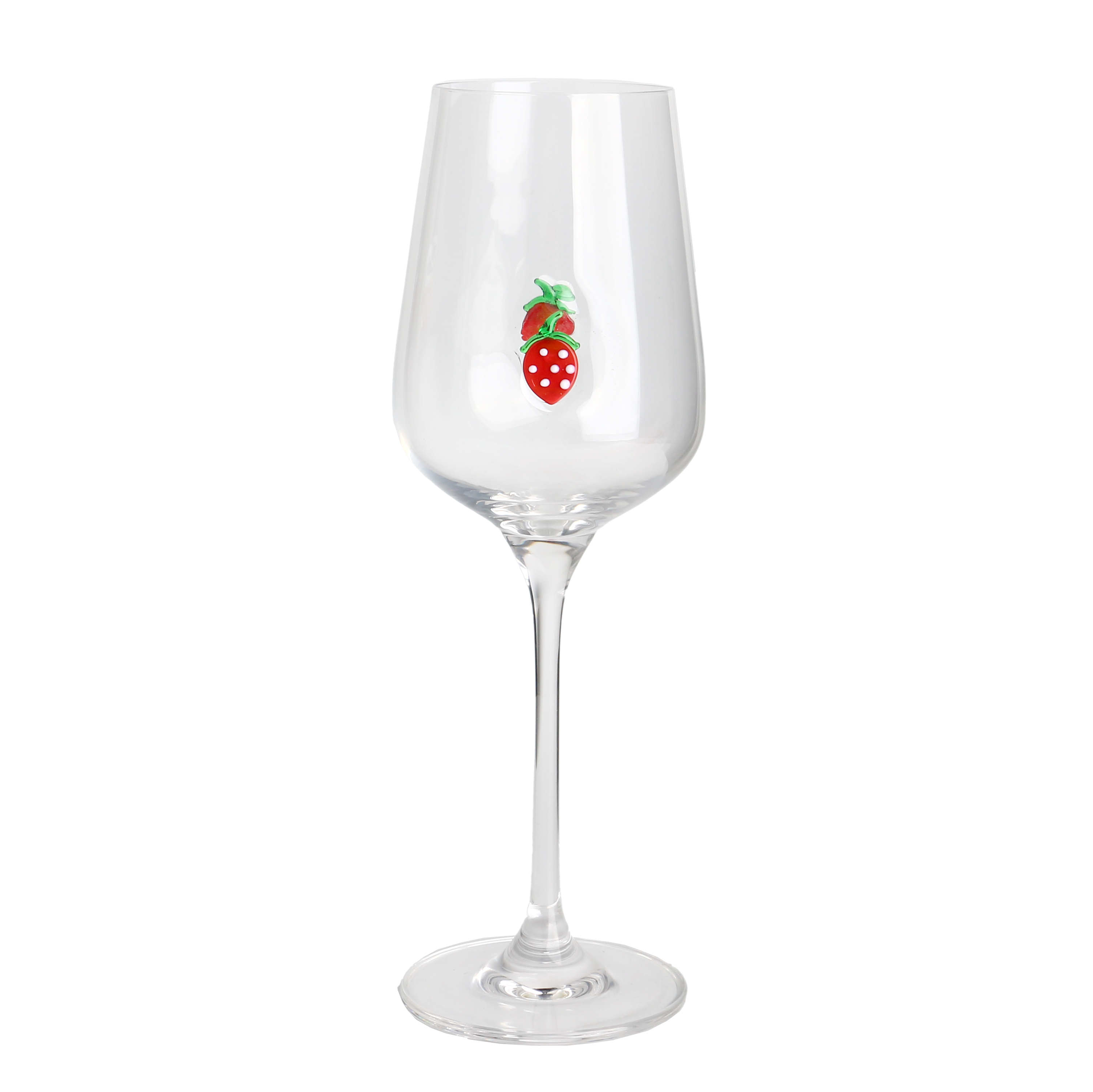 Handcraft Strawberry Pine Tree Inlay Decoration 350ml 12oz Bordeaux Wine Glasses Set