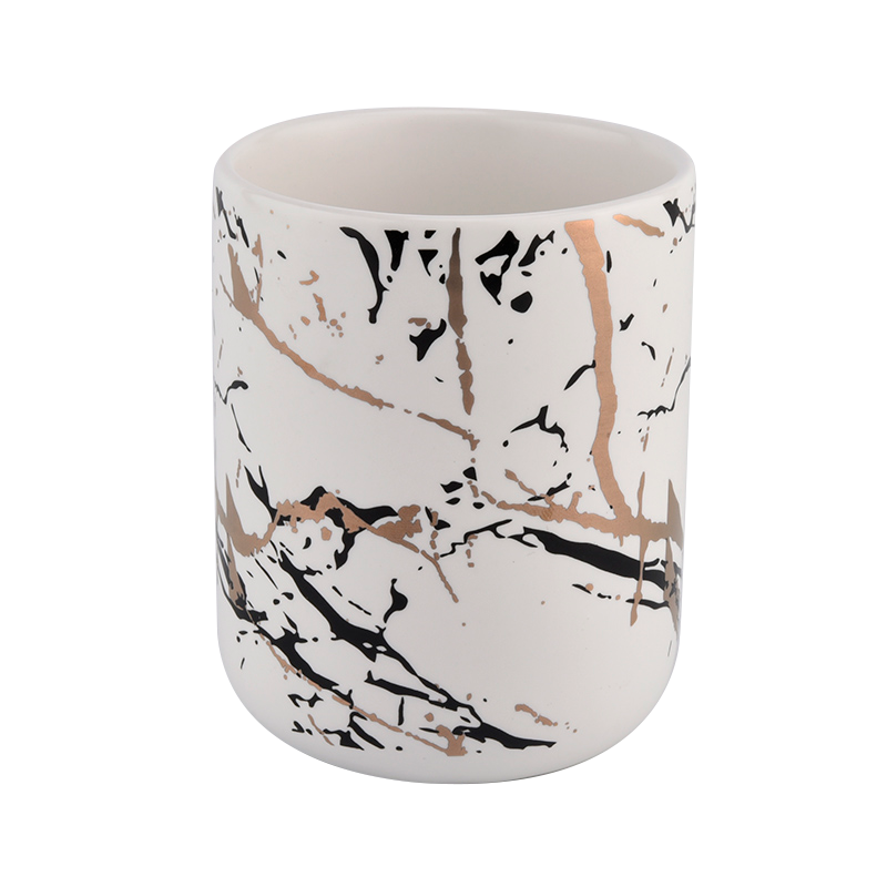 Matte white ceramic candle holders with custom printing