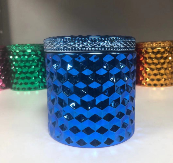 colored electroplating woven jar with lid silver inside