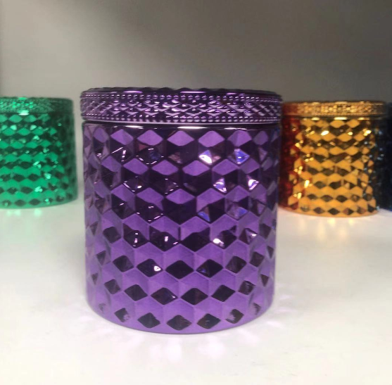 Prispôsobené diamantové sklenené sviečkové nádoby s viečkami