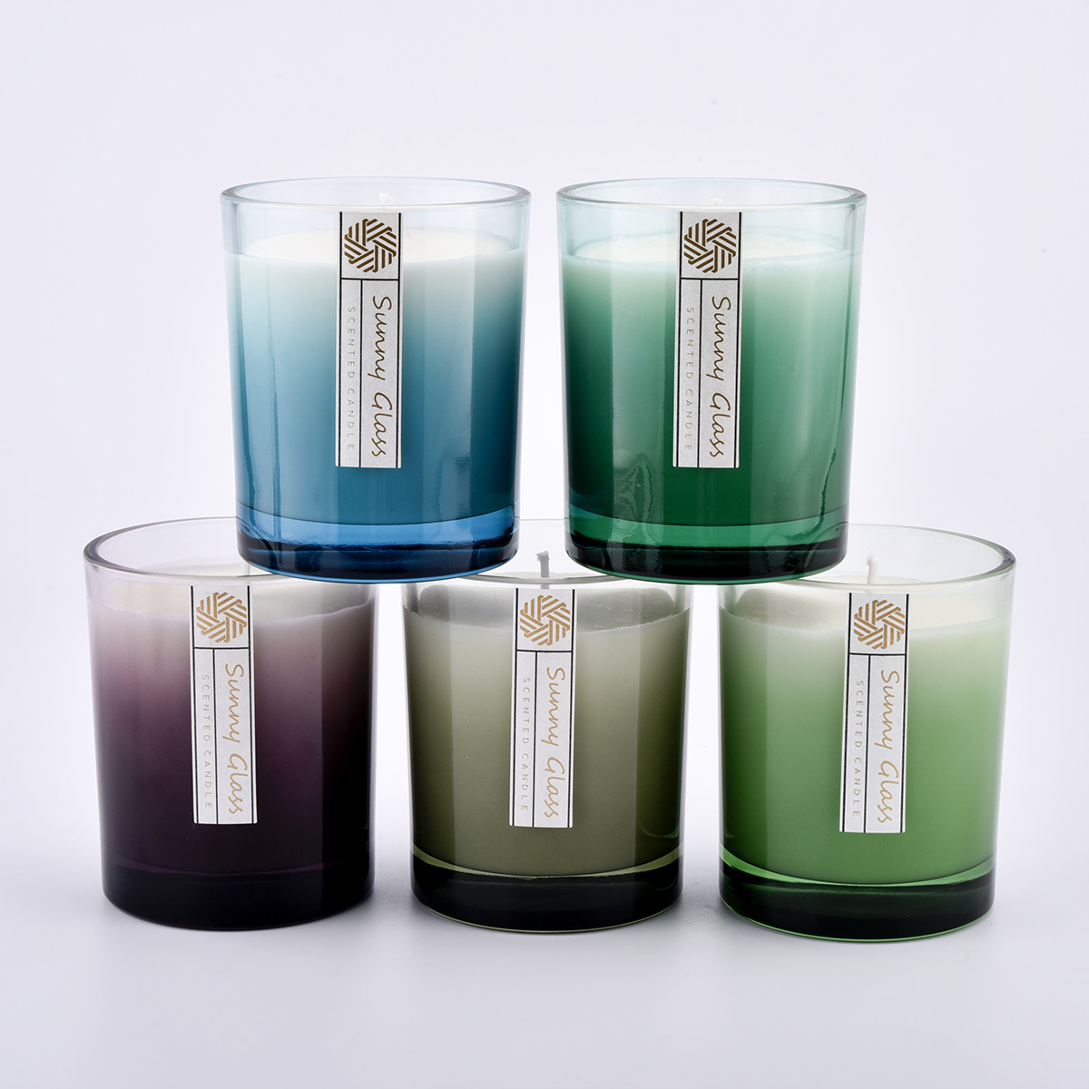 Gradient color 10oz 12oz thick wall glass candle jars.