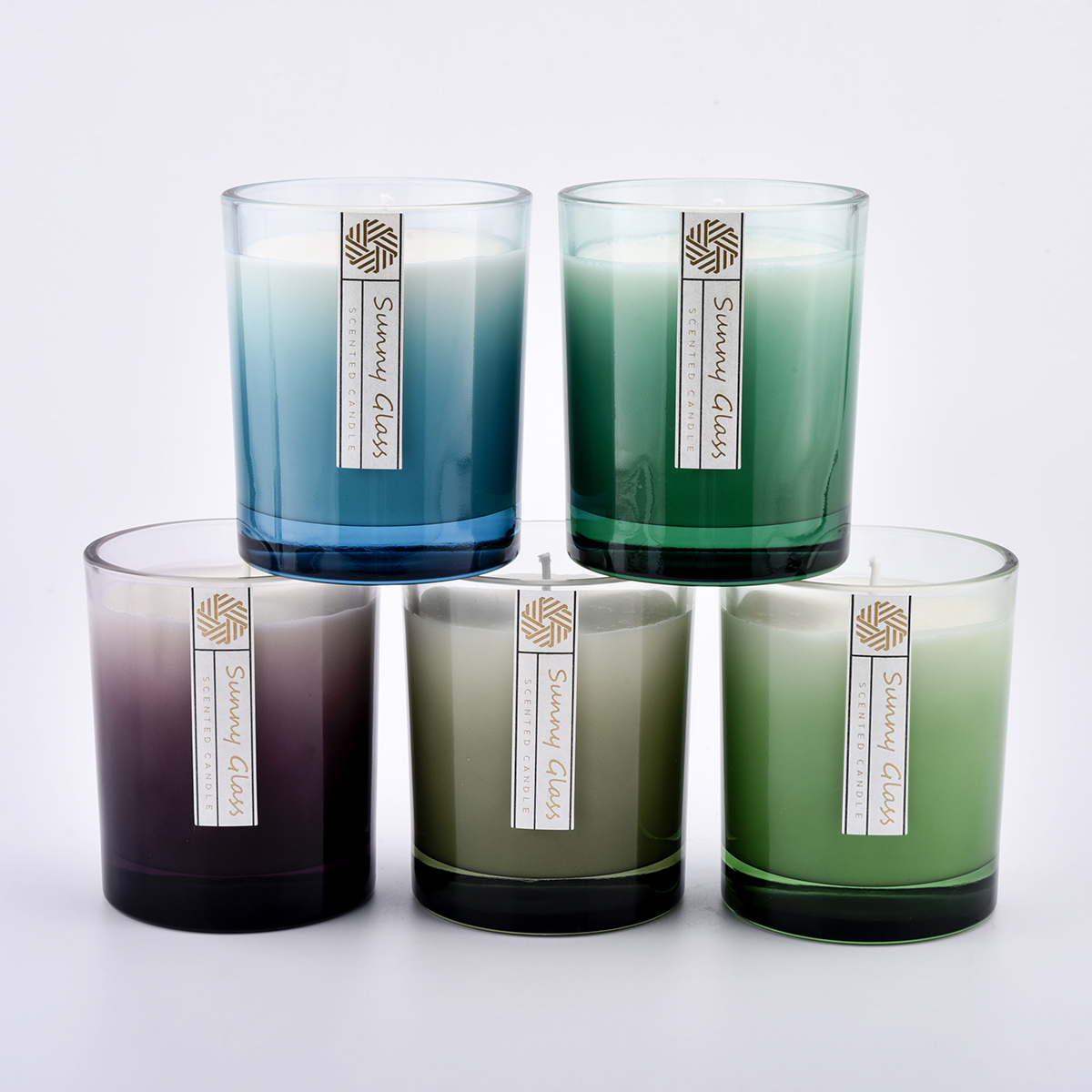 graident color 10oz 12oz thick wall glass candle jars