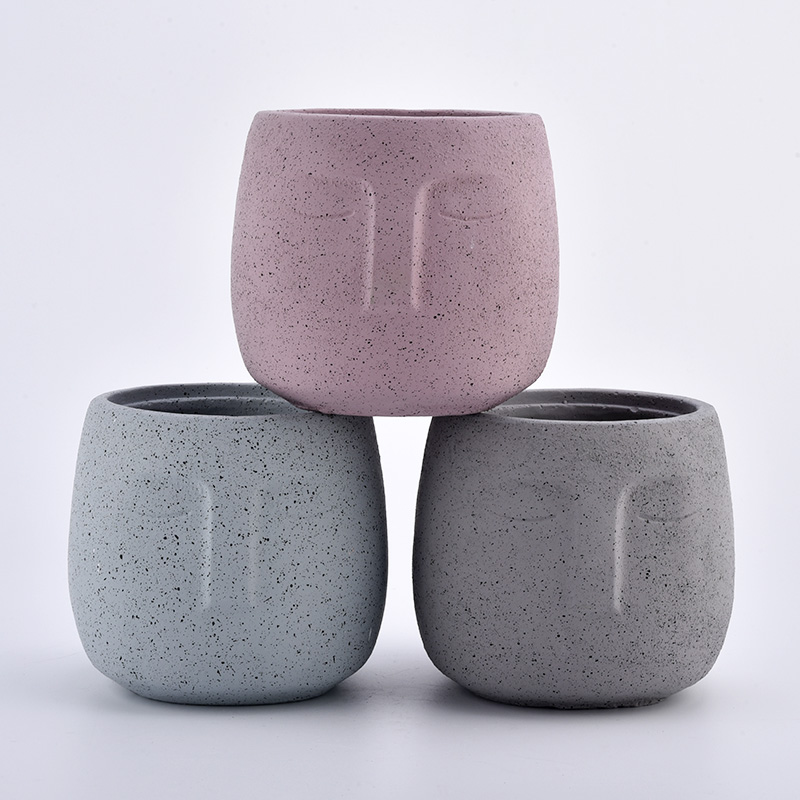 Face pattern custom design ceramic candle jars in bulk