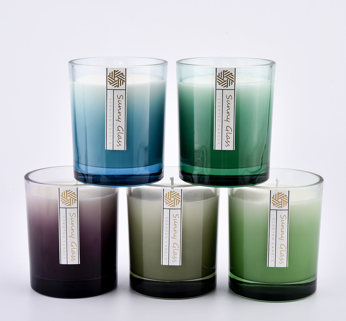 Popular 10oz Striek Gradient Color mimo sklenené sviečkové nádoby na výrobu sviečok