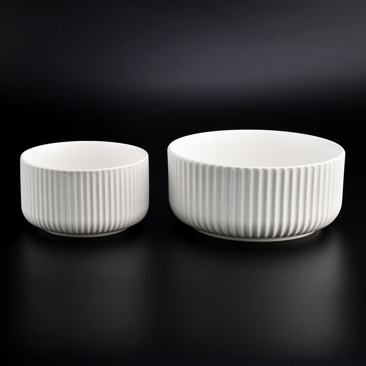 Corak Striped Matte White Ceramic Candle Vessels