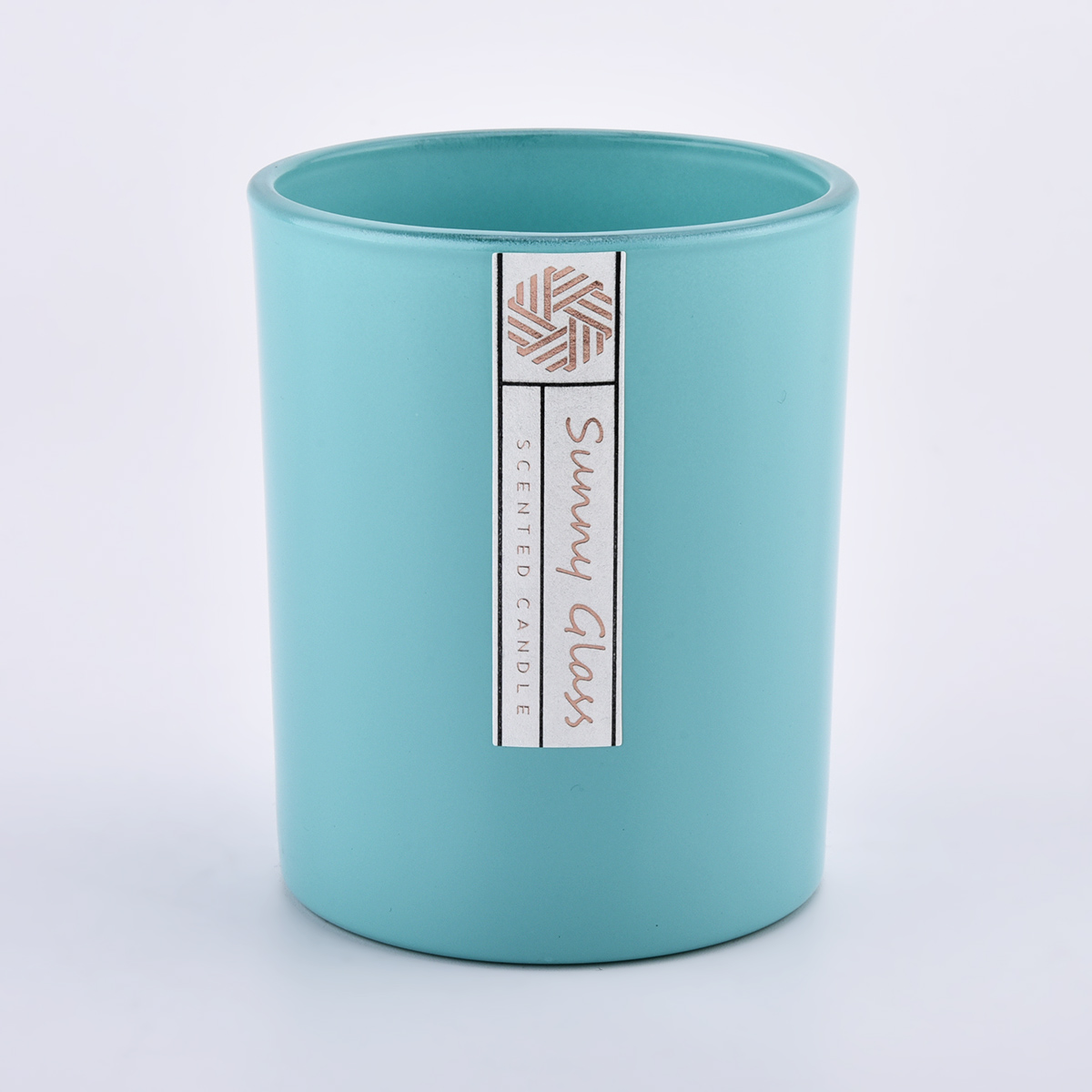 matte solid blue color with logo 300ml glass candle holders